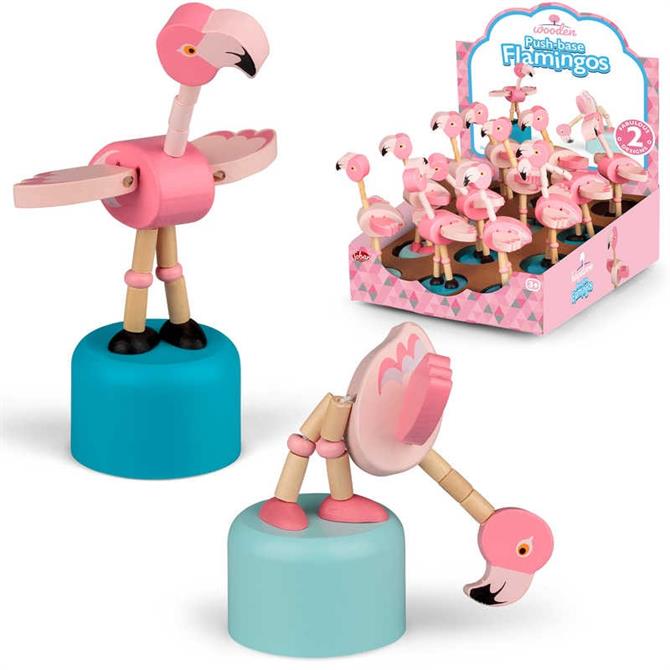 Wooden Push Base Flamingo